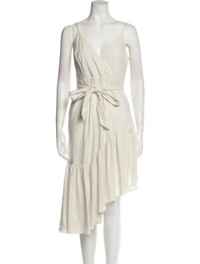 Pre-owned Marissa Webb V-neck Midi Length Dress In Neutral