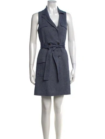 Pre-owned Marissa Webb V-neck Mini Dress In Blue