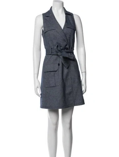 Pre-owned Marissa Webb V-neck Mini Dress In Blue