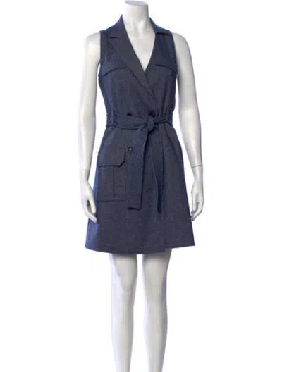 Pre-owned Marissa Webb V-neck Mini Dress In Blue