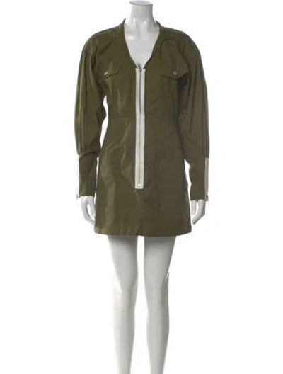 Pre-owned Marissa Webb V-neck Mini Dress In Green