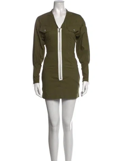 Pre-owned Marissa Webb V-neck Mini Dress In Green