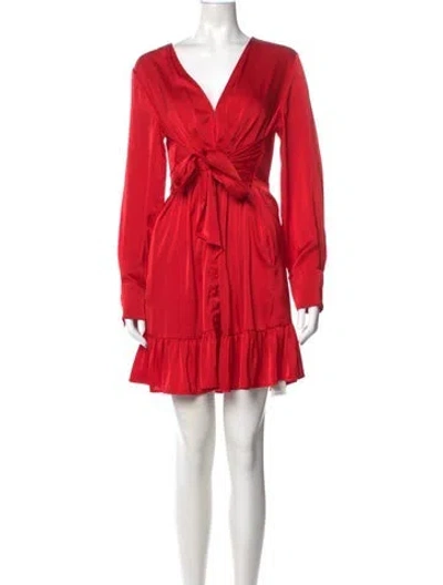 Pre-owned Marissa Webb V-neck Mini Dress In Red