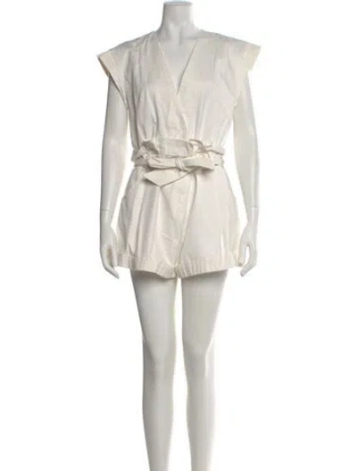 Pre-owned Marissa Webb V-neck Romper In Neutral