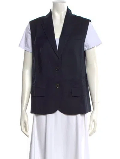 Pre-owned Marissa Webb V-neck Short Sleeve Button-up Top In Blue