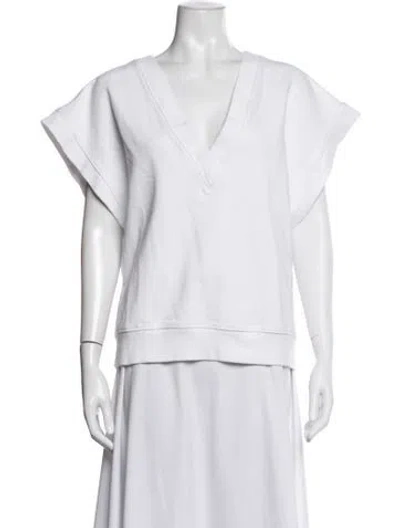 Pre-owned Marissa Webb V-neck Short Sleeve Sweatshirt In White