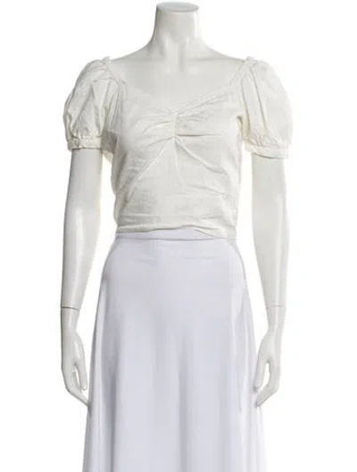 Pre-owned Marissa Webb V-neck Short Sleeve Top In White