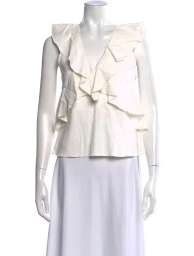 Pre-owned Marissa Webb V-neck Sleeveless Blouse In White