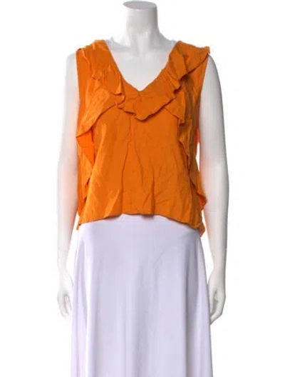 Pre-owned Marissa Webb V-neck Sleeveless Crop Top In Orange