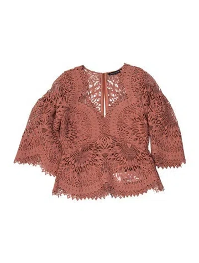 Pre-owned Marissa Webb V-neck Three-quarter Sleeve Crop Top In Neutral