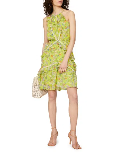 Marissa Webb Women's Floral Halter Mini Fit And Flare Dress In Green
