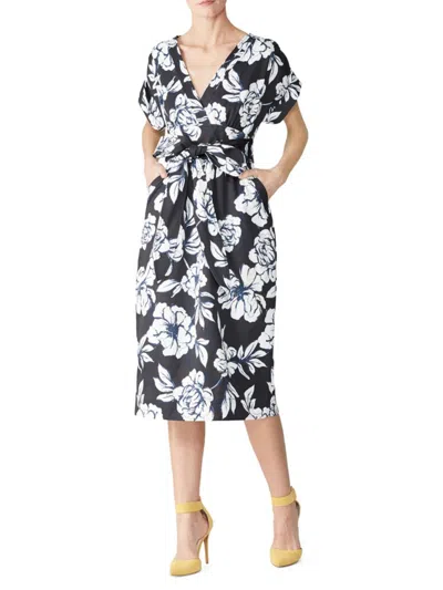 Marissa Webb Women's Luciano Floral Tie Waist Midi Dress In Black