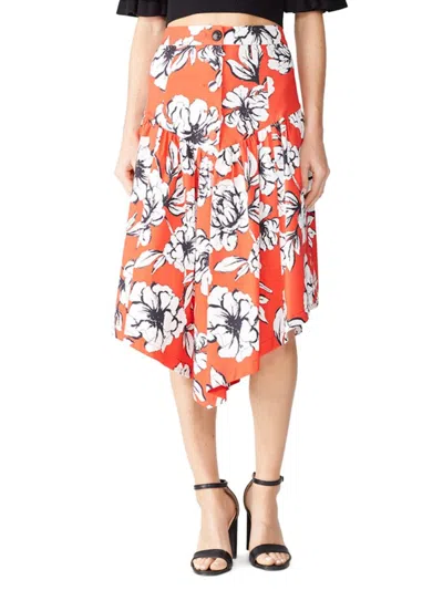 Marissa Webb Women's Oliver Floral Asymmetric Midi Skirt In Red