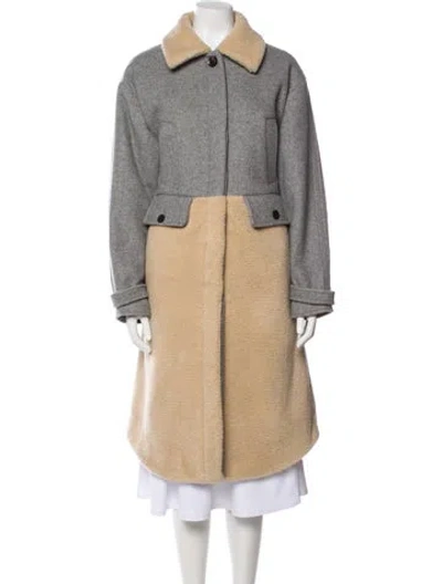 Pre-owned Marissa Webb Wool Faux Fur Coat In Gray