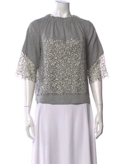 Pre-owned Marissa Webb Wool Lace Pattern Top In Grey