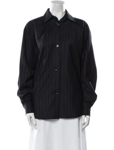 Pre-owned Marissa Webb Wool Long Sleeve Button-up Top In Black
