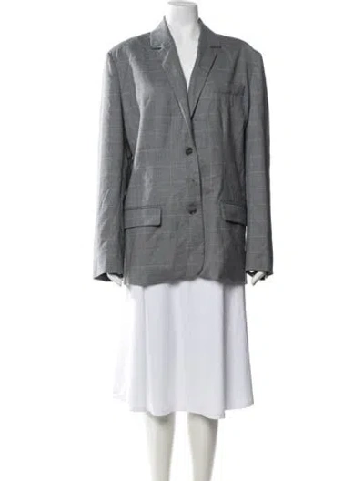 Pre-owned Marissa Webb Wool Plaid Print Blazer In Grey