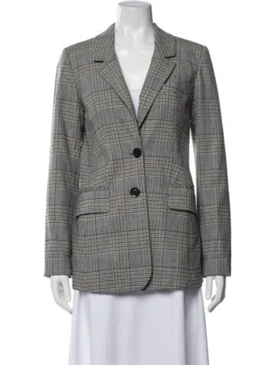 Pre-owned Marissa Webb Wool Plaid Print Blazer In Grey