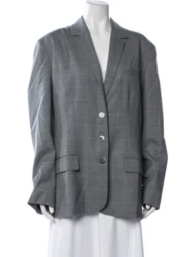 Pre-owned Marissa Webb Wool Plaid Print Blazer In Grey