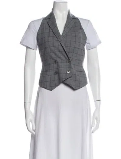 Pre-owned Marissa Webb Wool Plaid Print Vest W/ Tags In Blue