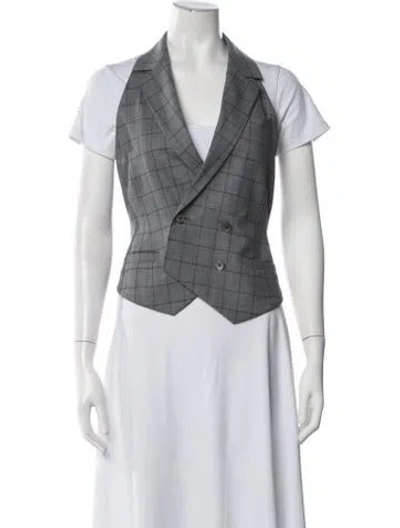 Pre-owned Marissa Webb Wool Plaid Print Vest W/ Tags In Blue