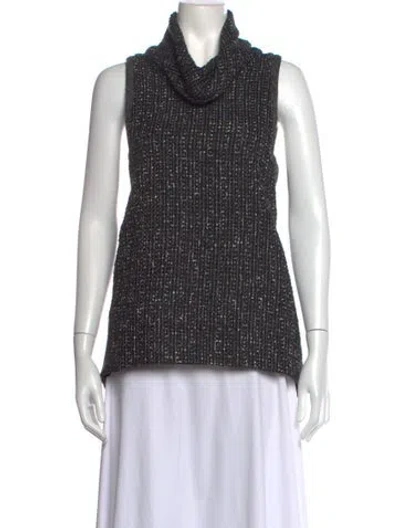 Pre-owned Marissa Webb Wool Tweed Pattern Top In Black