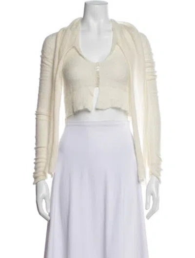 Pre-owned Marithé + François Girbaud Mohair Open Front Sweater In Neutrals