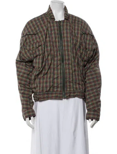 Pre-owned Marithé + François Girbaud Plaid Print Jacket In Green