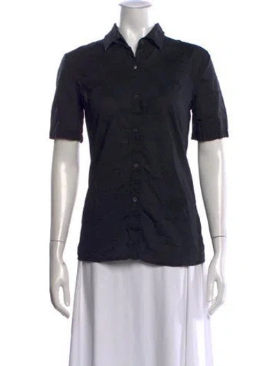 Pre-owned Marithé + François Girbaud Short Sleeve Button-up Top In Black