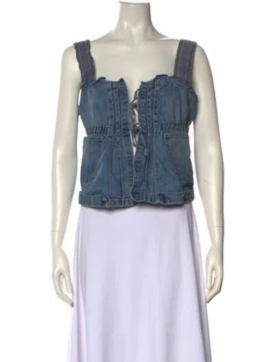 Pre-owned Marithé + François Girbaud Square Neckline Sleeveless Crop Top In Neutral