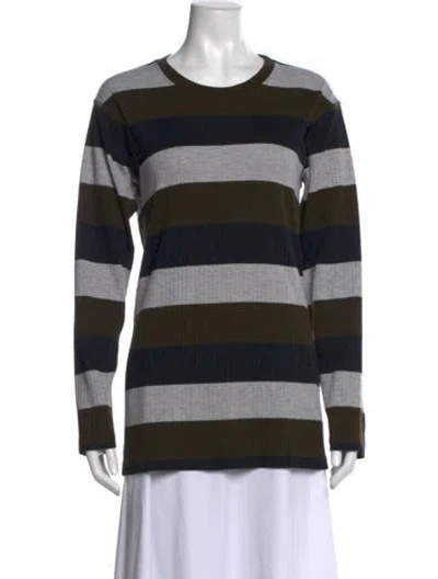Pre-owned Marithé + François Girbaud Striped Crew Neck Sweater In Blue