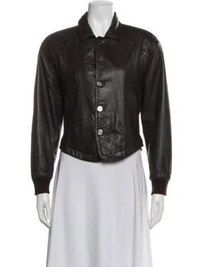 Pre-owned Marithé + François Girbaud Vintage Leather Biker Jacket In Gray