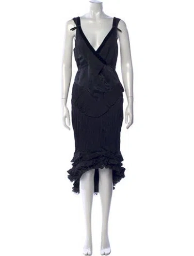 Pre-owned Marithé + François Girbaud Vintage Midi Length Dress In Black