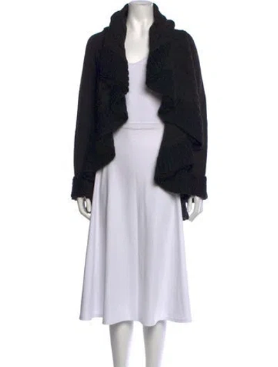 Pre-owned Marithé + François Girbaud Virgin Wool Open Front Sweater In Black