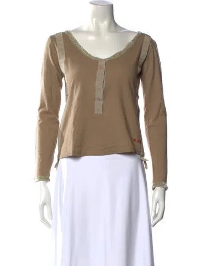 Pre-owned Marithé + François Girbaud Virgin Wool V-neck Top In Neutral