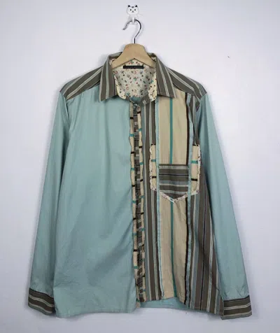 Pre-owned Marithe Francois Girbaud X Vintage Marithe Francois Girbaud Patchwork Button Ups Shirt In Light Blue