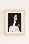 Maritza Lisa Girl With Pink Heart Art Print In Natural Wood Frame At Urban Outfitters In Neutral