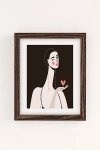 Maritza Lisa Girl With Pink Heart Art Print In Walnut Wood Frame At Urban Outfitters In Brown