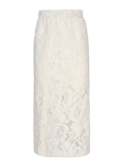Mariuccia Longuette Skirt In Fabric In White