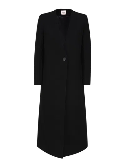 Mariuccia Long Single-breasted Coat In Black