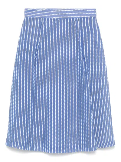 Mariuccia Milano All-over Embroidered-motif Midi Skirt In Blue