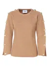 Mariuccia Milano Maglioncino Con Bottoni Decorativi Oro In Brown