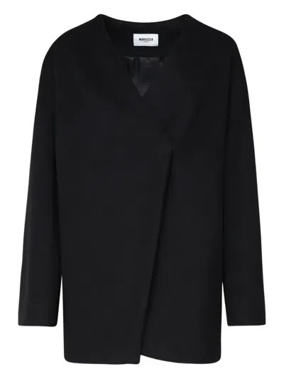 Mariuccia Milano Geometric-cut V-neck Coat In Black