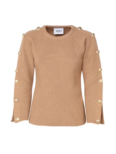 Mariuccia Milano Maglioncino Con Bottoni Decorativi Oro In Brown