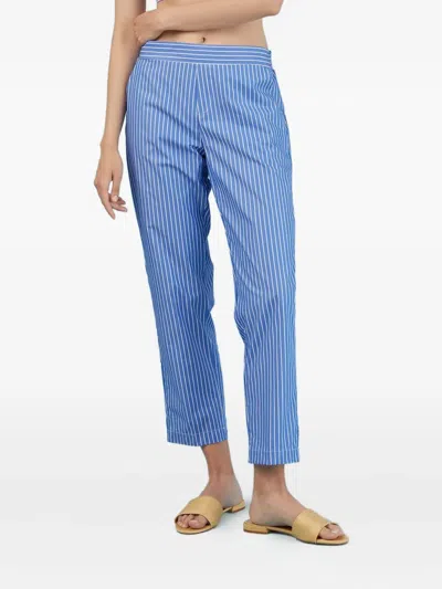 Mariuccia Milano Stripe Cropped Trousers In Blue