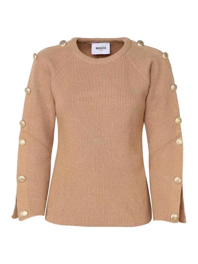 Mariuccia Sweater With Decorative Gold Buttons In Brown