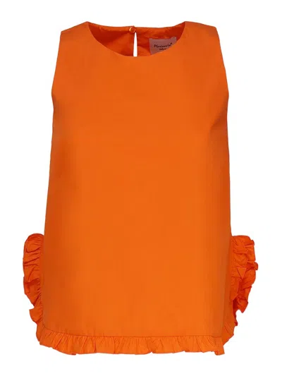 Mariuccia Fabric Top With Ruffles In Orange