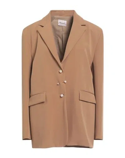 Mariuccia Woman Blazer Camel Size M Polyester, Elastane In Sand