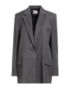 Mariuccia Woman Blazer Lead Size M Polyester, Viscose, Elastane In Black