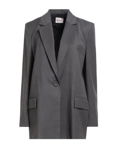 Mariuccia Woman Blazer Lead Size M Polyester, Viscose, Elastane In Black